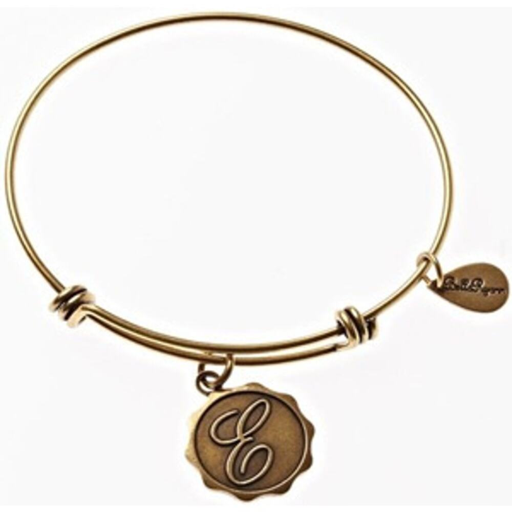 Bella Ryann E Adjustable Expandable Goldtone Wire Bangle Bracelet Initial